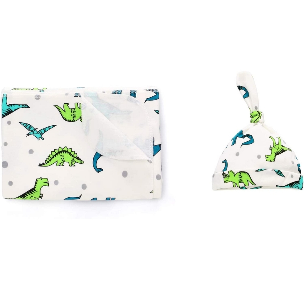 Dinosaur Baby Swaddle & Hat